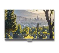 Anceky Cemetery Outside The City Business Card Holder Slim Name Multi Wallet Credit Card ID Case for Men Women