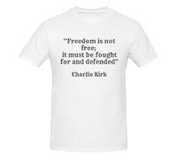 Anceky Charlie Kirk Freedom is Not Free, It Must Be Fought for and Defended Crew Neck Short Sleeve T-Shirt for Men