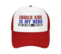 Anceky Charlie Kirk is My Hero Baseball Cap Unisex Trucker Hat for Men Women Red