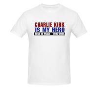 Anceky Charlie Kirk is My Hero Crew Neck Short Sleeve T-Shirt for Men Cotton T-Shirts White