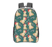 Anceky Christmas Teddy Bear Candy Canes Clear Backpack See Through Rucksack PVC Transparent Backpacks 16 Inch Travel Back Pack Outdoor Sport Bag Casual Bags for Work Camping