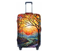 Anceky Colorful Glass Landscape Travel Luggage Cover Spandex Suitcase Protector Bag,Colorful Glass Landscape Dust-Proof Fits 18-32 Inch Luggage, Suitcase Sleeve for Kid and Adult,X-Large