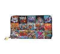 Anceky Colorful Graffiti Pattern Long Leather Wallet,Large Capacity Soft Pu Leather Purse for Women with Multiple Card Slots Phone Pocket and Zipper Coin Purse Stylish Phone Card Holder Clutch