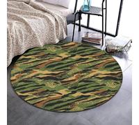 Anceky Comfortable Round Floor Pad Non Slip Flannel Carpet, 36 in | Multipurpose, Army Military Camouflage Vietnam Tiger Stripe Camo, Decor Mat for Office Playroom Indoor and Outdoor