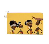 Anceky Creative African Culture Coin Purse Canvas Wallet Cute Change Purse Small Storage Bag with Zipper