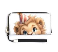 Anceky Cute Lion Cub Playing with Circus Ball PU Leather Clutch Long Bifold Wallet, Coin Purse Credit Pass Case, Durable Card-Holder Money Storage for Women Men