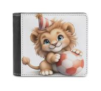 Anceky Cute Lion Cub Playing with Circus Ball Soft PU Leather Bifold Wallet, Coin Purse Credit Pass Case, Durable Card-Holder Slim Billfold for Men Woman Money Storage