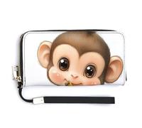 Anceky Cute Little Monkey Holding Banana PU Leather Clutch Long Bifold Wallet, Coin Purse Credit Pass Case, Durable Card-Holder Money Storage for Women Men