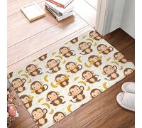 Anceky Cute Monkey Banana Print Bathroom Rugs Non Slip Washable, 16x24 in Bath Mat Bath Rugs for Bathroom Decor, Soft Floor Door Mat Kitchen Rugs, Washable Rug for Indoor Outdoor Tub