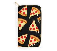 Anceky Cute Printed Leather Wallet for Men & Women, Pizza Pattern Large Capacity Lightweight Design, Portable Purse for Outdoor Adventures & Travel