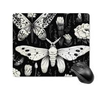 Anceky Death Moth Flowers Square Mouse Pad Gaming Mouse Matwith Anti-Slip Rubber Base 18 * 22cm