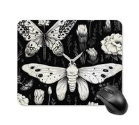 Anceky Death Moth Flowers Square Mouse Pad Gaming Mouse Matwith Anti-Slip Rubber Base 20 * 25cm