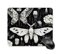 Anceky Death Moth Flowers Square Mouse Pad Gaming Mouse Matwith Anti-Slip Rubber Base 25 * 30cm