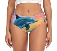 Anceky Dolphins In Love Print Women'S Briefs Underwear,Soft And Comfortable Cotton Briefs,For Everyday Wear