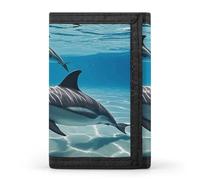 Anceky Dolphins Trifold Wallet for Men - Slim 8 Card Slots, Zipper Coin Purse Money Clip,Compartment