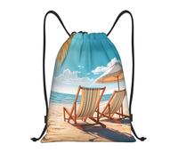 Anceky Drawstring Backpack Gym Drawstring Bags Deck Chairs on the Beach Swim Bag for Men Women