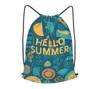 Anceky Drawstring Backpack Gym Drawstring Bags Hello Summer Swim Bag for Men Women