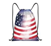 Anceky Drawstring Backpack Water Resistant String Bag American Flag and Stars Sports Sackpack Gym Sack for Men Women