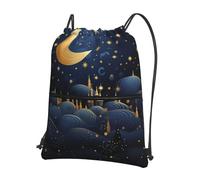 Anceky Drawstring Backpack Water Resistant String Bag Night stars and moon Sports Sackpack Gym Sack for Men Women