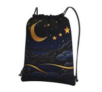 Anceky Drawstring Backpack Water Resistant String Bag Stars and Moon Sports Sackpack Gym Sack for Men Women