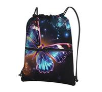 Anceky Drawstring Bag for Women Lightweight Sports Gym Bag Butterfly and Stars Soccer Backpack for Travel