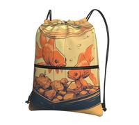 Anceky Drawstring Bag for Women Lightweight Sports Gym Bag Fish in Tank Soccer Backpack for Travel