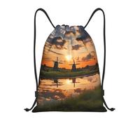 Anceky Drawstring Bag Lightweight Small Gym Bag for Women Beautiful view of the Netherlands Soccer Backpack for Sports Travel