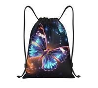 Anceky Drawstring Bag Lightweight Small Gym Bag for Women Butterfly and Stars Soccer Backpack for Sports Travel
