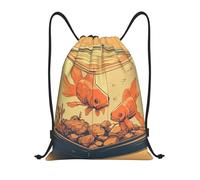 Anceky Drawstring Bag Lightweight Small Gym Bag for Women Fish in Tank Soccer Backpack for Sports Travel