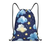 Anceky Drawstring Bag Lightweight Small Gym Bag for Women Stars and B lue Clouds Soccer Backpack for Sports Travel