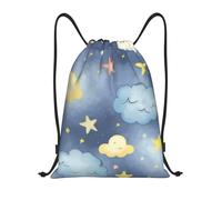Anceky Drawstring Bag Lightweight Small Gym Bag for Women Stars and clouds Soccer Backpack for Sports Travel