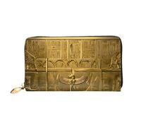Anceky Egypt Hieroglyphics Long Leather Wallet,Large Capacity Soft Pu Leather Purse for Women with Multiple Card Slots Phone Pocket and Zipper Coin Purse Stylish Phone Card Holder Clutch