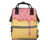 Anceky Elegant ice cream and Waffle Pattern Print Mummy backpack Large, Waterproof,Adjustable Straps for Outdoor Activities