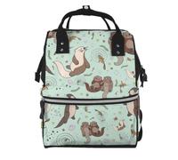 Anceky Elegant Otters Print Mummy backpack Large, Waterproof,Adjustable Straps for Outdoor Activities