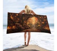 Anceky Enchanted Library Autumn Path Beach Towel 30"×60",Soft Microfiber Bath Towel Shawl, Quick Dry Absorbent Pool Spa Gym Shower Towel