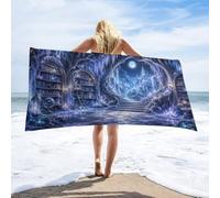 Anceky Enchanted Library Moonlight Beach Towel 30"×60",Soft Microfiber Bath Towel Shawl, Quick Dry Absorbent Pool Spa Gym Shower Towel