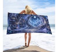 Anceky Enchanted Library Moonlight Beach Towel 32"×63",Soft Microfiber Bath Towel Shawl, Quick Dry Absorbent Pool Spa Gym Shower Towel