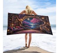 Anceky Enchanted Library Night Scene Beach Towel 30"×60",Soft Microfiber Bath Towel Shawl, Quick Dry Absorbent Pool Spa Gym Shower Towel