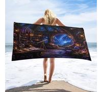 Anceky Enchanted Library Night Sky Beach Towel 32"×63",Soft Microfiber Bath Towel Shawl, Quick Dry Absorbent Pool Spa Gym Shower Towel
