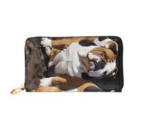 Anceky English Bulldogs Long Leather Wallet,Large Capacity Soft Pu Leather Purse for Women with Multiple Card Slots Phone Pocket and Zipper Coin Purse Stylish Phone Card Holder Clutch