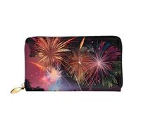 Anceky Explosion Firework 3D Long Leather Wallet,Large Capacity Soft Pu Leather Purse for Women with Multiple Card Slots Phone Pocket and Zipper Coin Purse Stylish Phone Card Holder Clutch