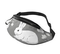 Anceky Fashion Bum Bag Bunny Floral, Fanny Pack For Women & Men, Casual Lightweight Adjustable Zippered Pockets Waist Bag For Travel, Sports, Hiking