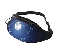 Anceky Fashion Bum Bag Butterfly And Moon, Fanny Pack For Women & Men, Casual Lightweight Adjustable Zippered Pockets Waist Bag For Travel, Sports, Hiking