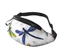 Anceky Fashion Bum Bag Colorful Dragonfly, Fanny Pack For Women & Men, Casual Lightweight Adjustable Zippered Pockets Waist Bag For Travel, Sports, Hiking
