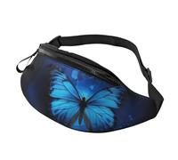 Anceky Fashion Bum Bag Dark Blue Butterflies, Fanny Pack For Women & Men, Casual Lightweight Adjustable Zippered Pockets Waist Bag For Travel, Sports, Hiking