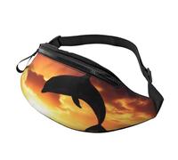 Anceky Fashion Bum Bag Dolphin At Dusk, Fanny Pack For Women & Men, Casual Lightweight Adjustable Zippered Pockets Waist Bag For Travel, Sports, Hiking