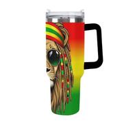 Anceky Fashion Insulated Cup, Stainless Steel Vacuum with Straw, Rasta Flag Rastafarian Reggae Lion Travel Coffee Tumbler Car Mug for Women Men