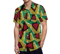Anceky Fingerprint U.S.A Flag Mens Short Sleeve Button Down Shirts Casual Hawaiian Shirt Summer Blouse with Pocket