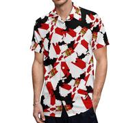 Anceky Flag Map of Northern Ireland Mens Short Sleeve Button Down Shirts Casual Hawaiian Shirt Summer Blouse with Pocket