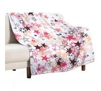 Anceky Flannel Blanket Soft Lightweight Warm Falling Stars Doodle Pink All Seasons Throw Blankets for Bed Chair Car Sofa Couch Bedroom Traveling Machine Washable 40X50 inch